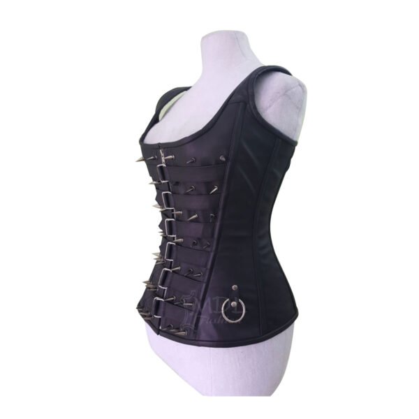 Steel Boned Overbust Leather Spiked Corset C15LS
