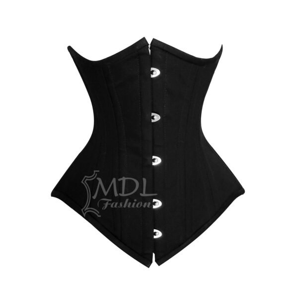 Black Cotton Corset Steel Boned Underbust C50C