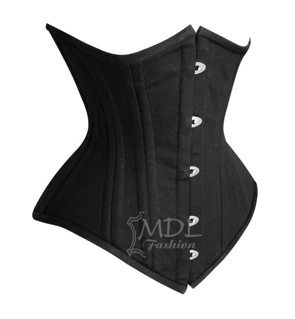 Black Cotton Corset Steel Boned Underbust C50C