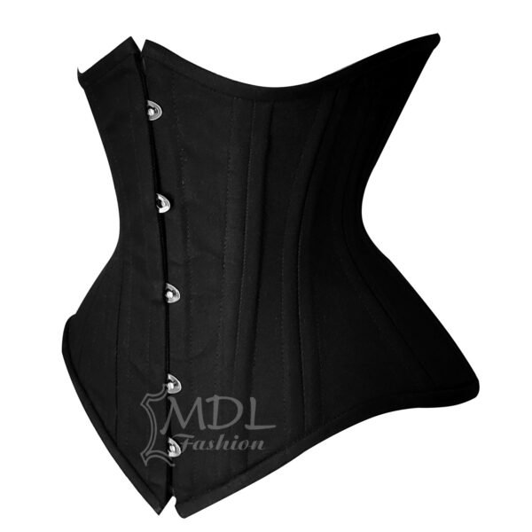 Black Cotton Corset Steel Boned Underbust C50C