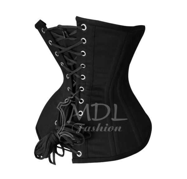 Black Cotton Corset Steel Boned Underbust C50C