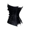 Steel Boned Overbust Steel Buckle Front Zip Leather Corset C16L