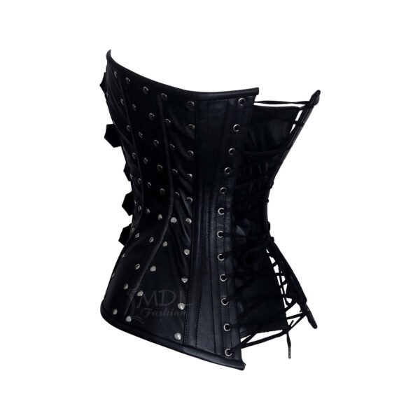 Steel Boned Overbust Steel Buckle Front Zip Leather Corset C16L