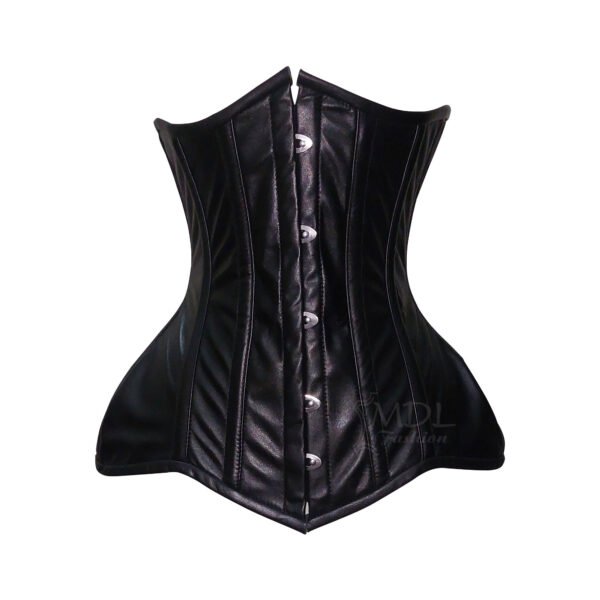 Black-Pvc-1 Heavy Steel Boned Underbust Leather Corset C21L