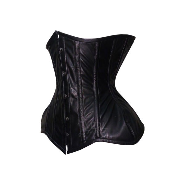 Black-Pvc-2 Heavy Steel Boned Underbust Leather Corset C21L