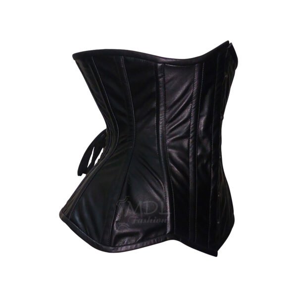 Black-Pvc-4 Heavy Steel Boned Underbust Leather Corset C21L