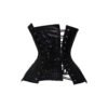 Black-Pvc-5 Heavy Steel Boned Underbust Leather Corset C21L