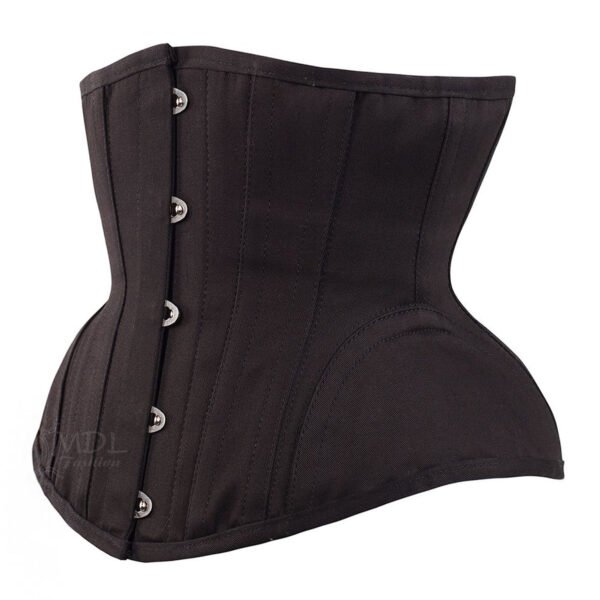Black Cotten Steel Boned Underbust Cotton Corset C006C