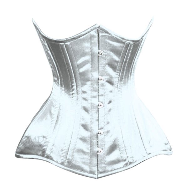 C-007C.W-1 White Corset Steel Boned Underbust Waist Cincher Cotton Corset C007C