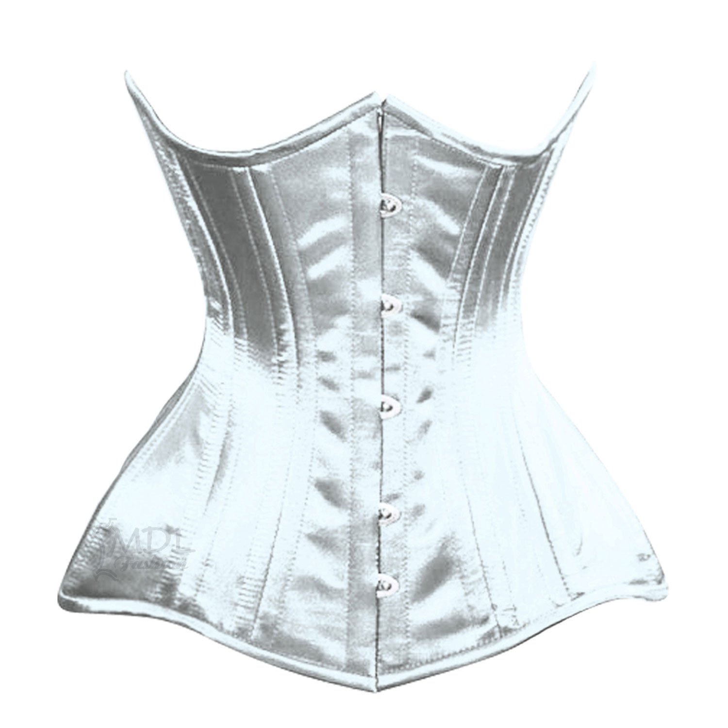 C-007C.W-1 White Corset Steel Boned Underbust Waist Cincher Cotton Corset C007C