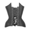 C-015S-3 Woman Steel Boned Gothic Black Satin Overbust Waist Cincher Corset C015S