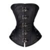 Woman Steel Boned Overbust Metal Claps Leather Corset C100L