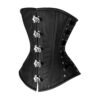 Woman Steel Boned Overbust Metal Claps Leather Corset C100L