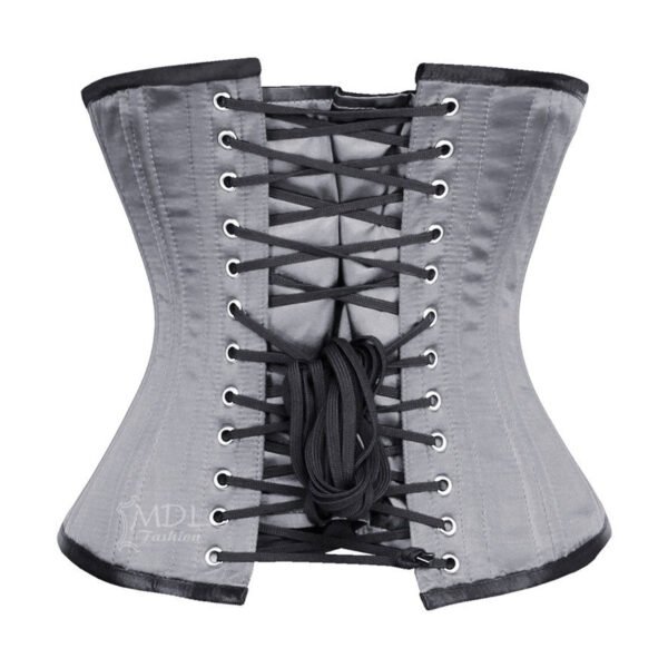 C-1505S-Grey-2 Gray Satin Underbust Waist Cincher Corset C1505S