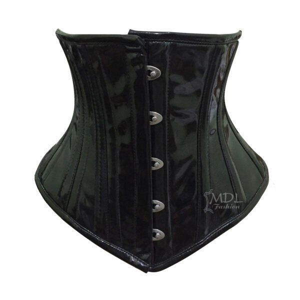 C-1819P-1 Black Corset Underbust Waist Cincher PVC Corset C1819P