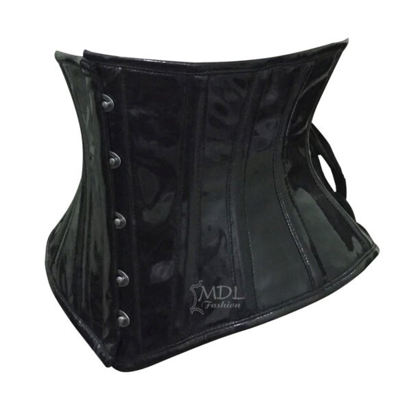 C-1819P-2 Black Corset Underbust Waist Cincher PVC Corset C1819P