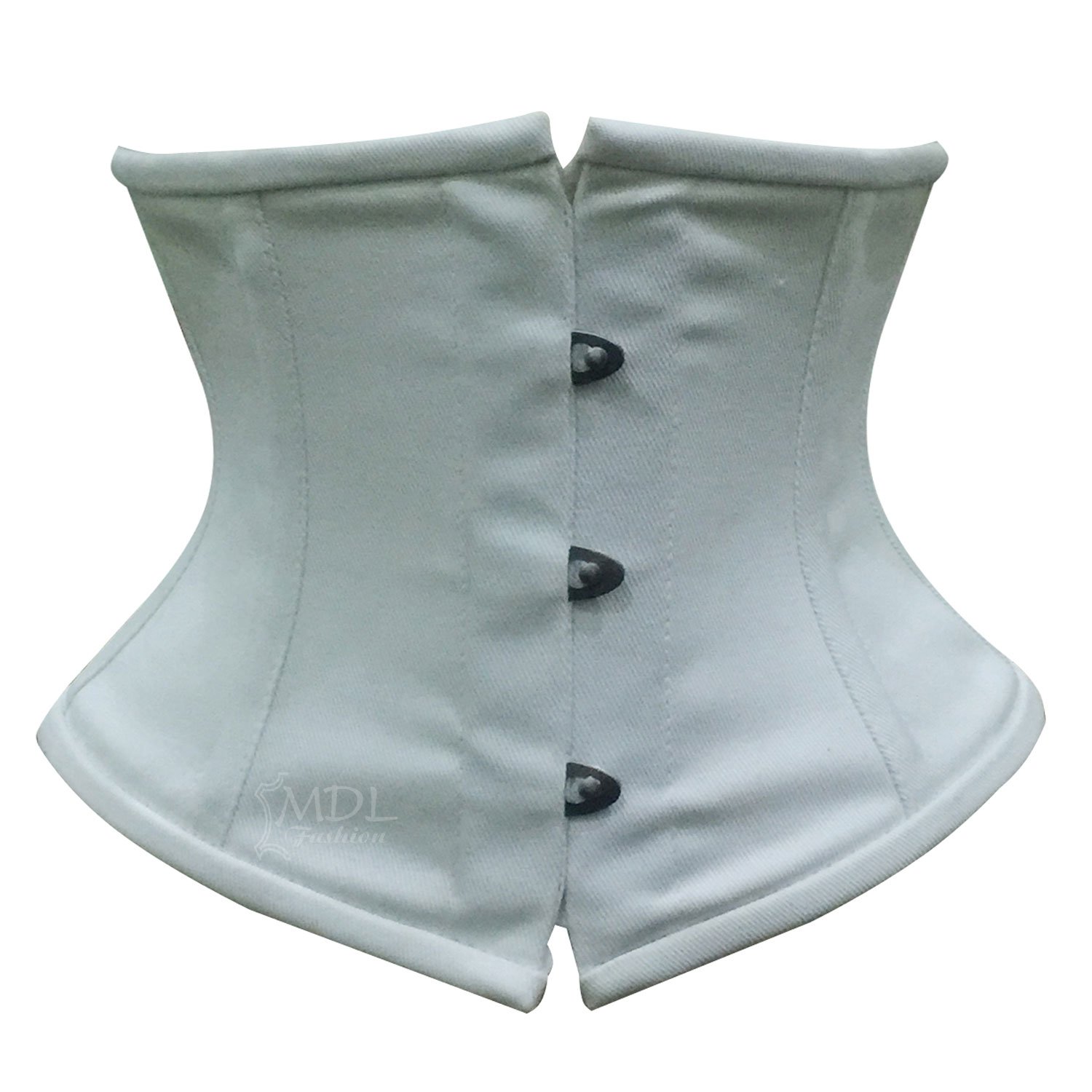C-79C.Ivory-1 Ivory Steel Boned Underbust Cotton Corset C79C