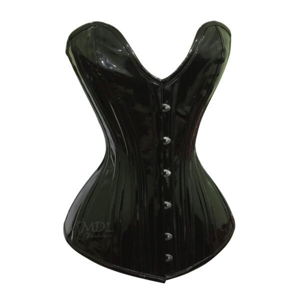 Black Corset Overbust Waist Cincher PVC Corset C8330P