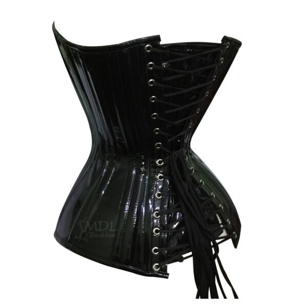 Black Corset Overbust Waist Cincher PVC Corset C8330P