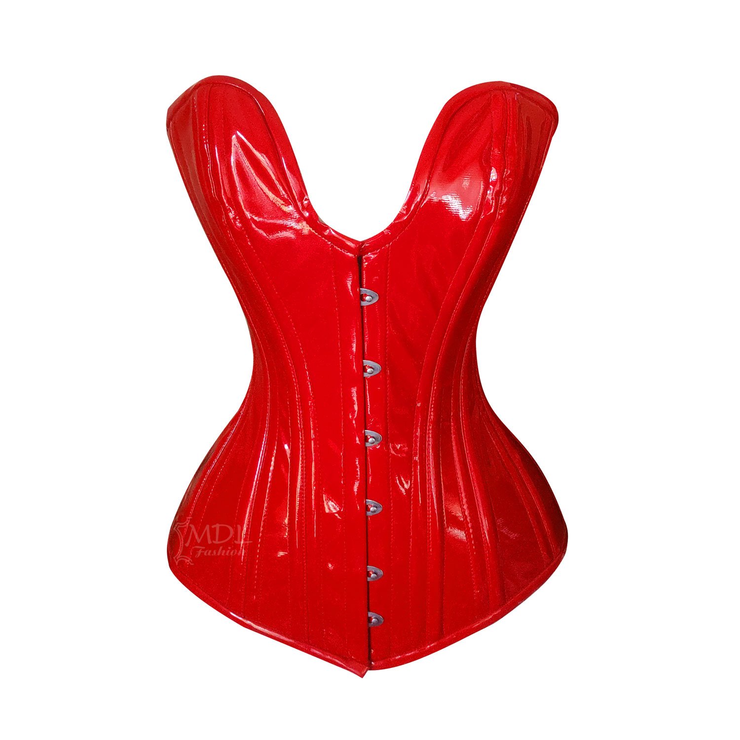 Red Corset Overbust Waist Cincher PVC Corset C8330P