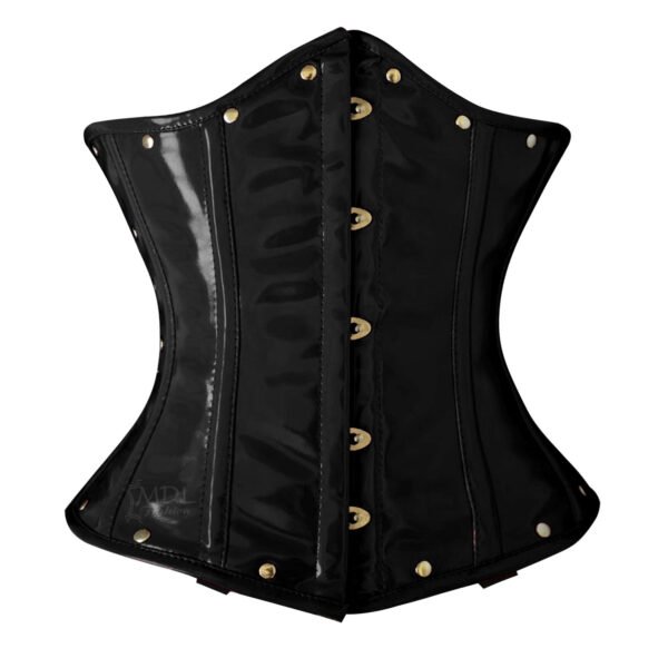 C-9030-B.P-2 Black Corset Underbust Waist Cincher PVC Corset C9030P