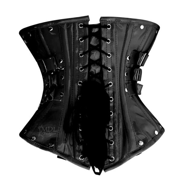 C-9030B.P-1 Black Corset Underbust Waist Cincher PVC Corset C9030P