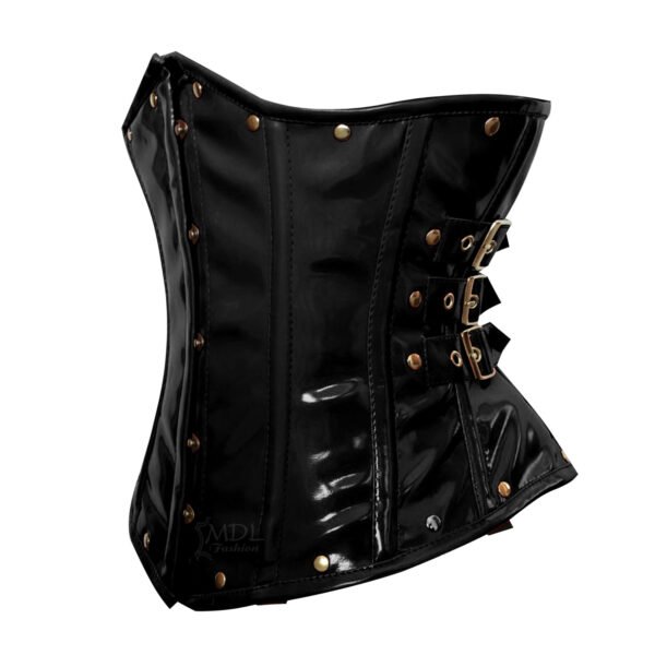 C-9030B.P-3 Black Corset Underbust Waist Cincher PVC Corset C9030P
