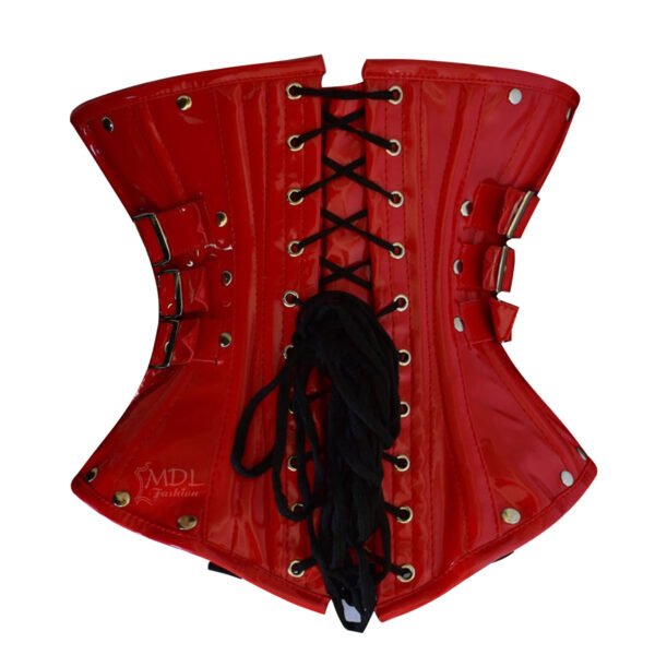 C-9030R.P-3 Red Corset Underbust Waist Cincher PVC Corset C9030P