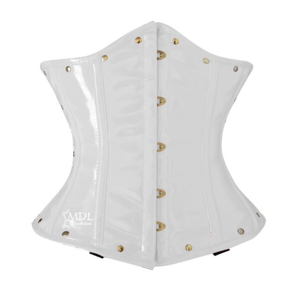 C-9030W.P-1 White Corset Underbust Waist Cincher PVC Corset C9030P
