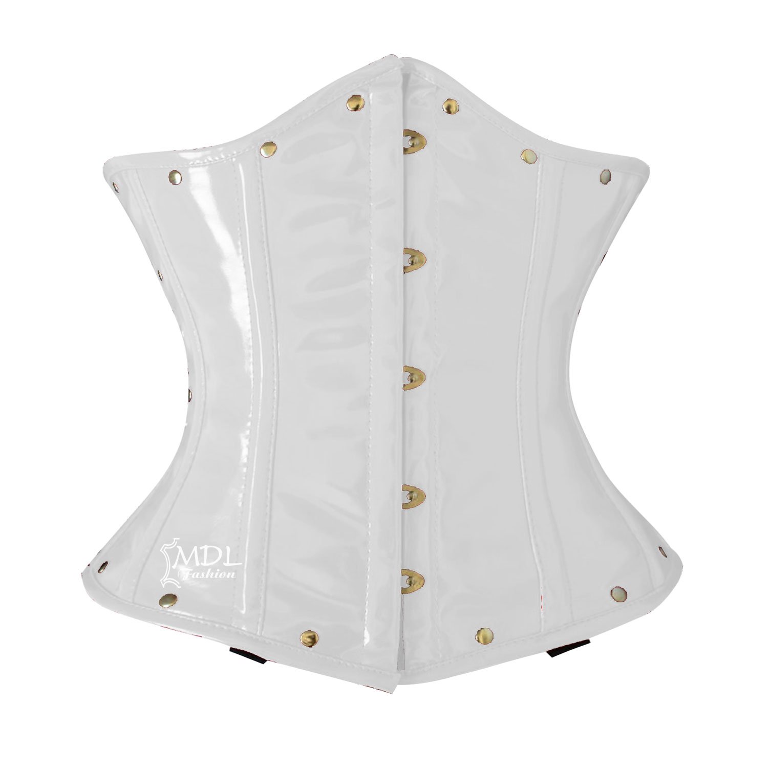 White Corset Underbust Waist Cincher PVC Corset C9030P