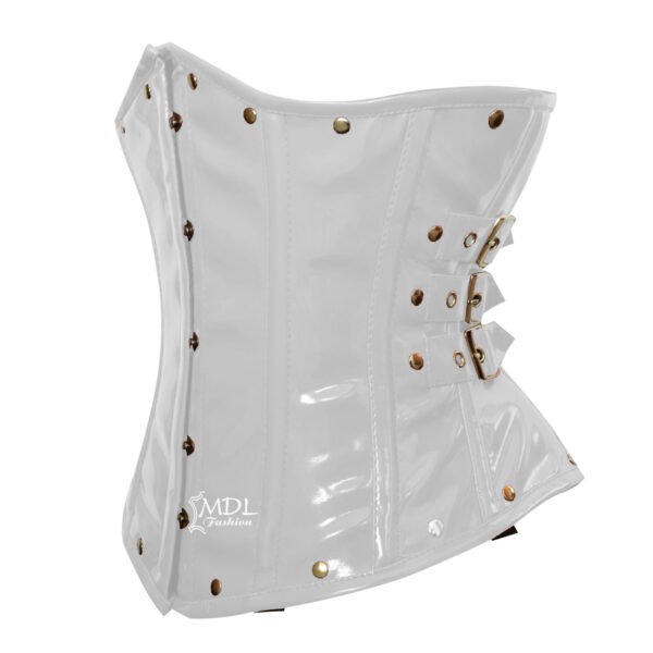 C-9030W.P-2 White Corset Underbust Waist Cincher PVC Corset C9030P