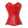 Woman Steel Boned Overbust Red PVC Corset C99P
