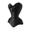 C-M9.P-1 Woman Steel Boned Front Bow Riban Black Corset Overbust Waist Cincher PVC Corset CM9P