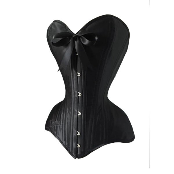 C-M9.P-1 Woman Steel Boned Front Bow Riban Black Corset Overbust Waist Cincher PVC Corset CM9P