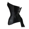 C-M9.P-2 Woman Steel Boned Front Bow Riban Black Corset Overbust Waist Cincher PVC Corset CM9P