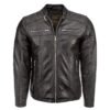 DSC_7149 Men Leather Jacket Motorcycle Cafe Racer Slim Fit Black Lambskin Leather Jacket
