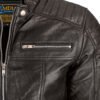 DSC_7151 Men Leather Jacket Motorcycle Cafe Racer Slim Fit Black Lambskin Leather Jacket