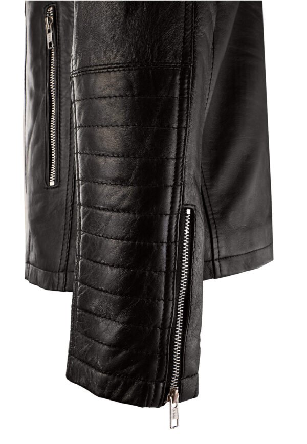 DSC_7152 Men Leather Jacket Motorcycle Cafe Racer Slim Fit Black Lambskin Leather Jacket