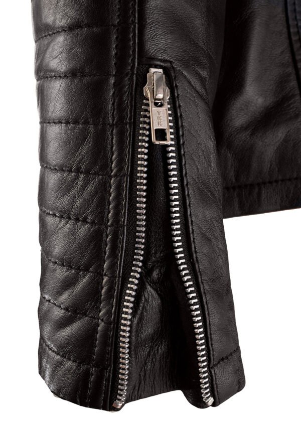 DSC_7153 Men Leather Jacket Motorcycle Cafe Racer Slim Fit Black Lambskin Leather Jacket