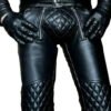 Black Real Leather Quilted Pants Motorbike Biker Rider Jeans Style Gay Pants