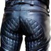 Black Real Leather Quilted Pants Motorbike Biker Rider Jeans Style Gay Pants