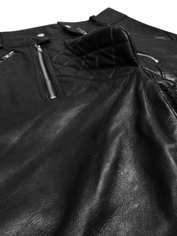Black Real Leather Quilted Pants Motorbike Biker Rider Jeans Style Gay Pants
