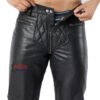 Black Real Leather Pants Quilted Pants Gay Zipper Pants