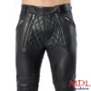 Black Real Leather Pants Quilted Pants Gay Zipper Pants