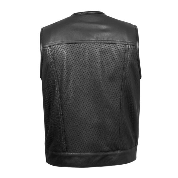 Leather-Vest-SOA-PP2 Men's Sons Of Anarchy Perforated Leather Black