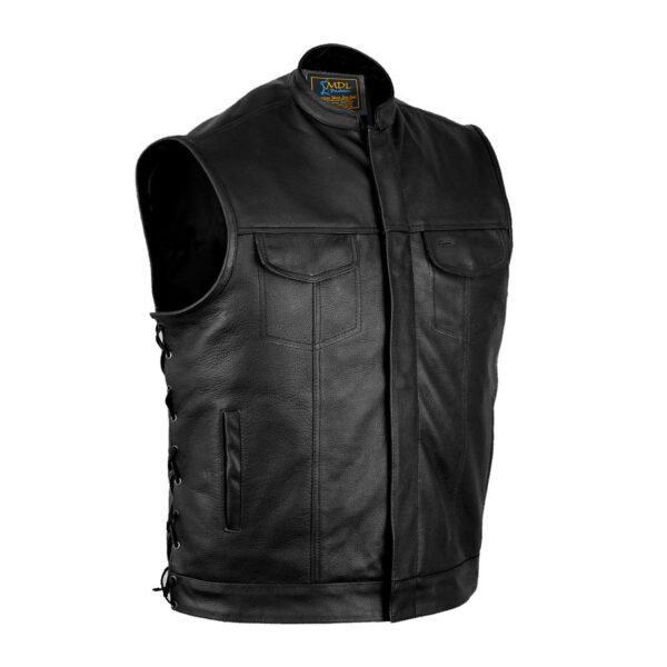 Men Sons Of Anarchy Premium Leather Vest side lace