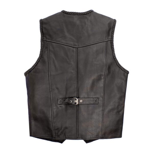 Men Leather Vest Classic Braided Design