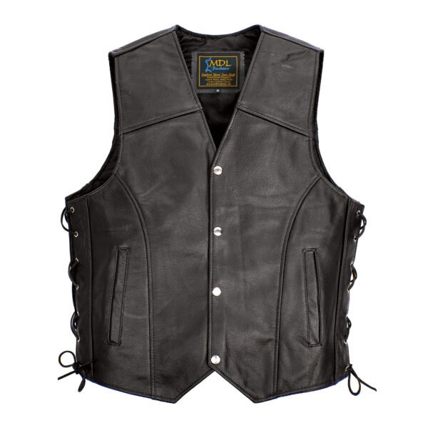 Men Biker Leather Vest Side Laced