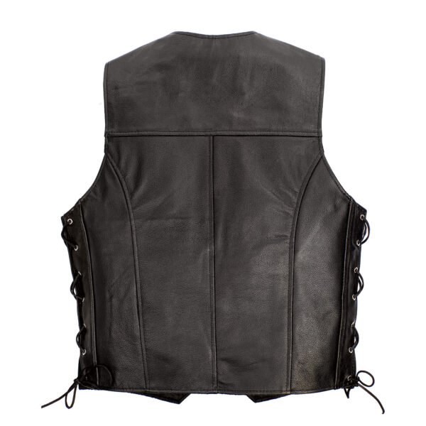 Men Biker Leather Vest Side Laced