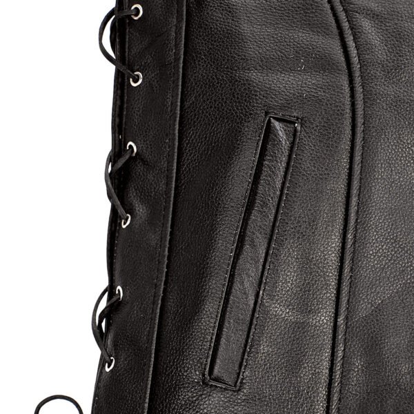 Men Biker Leather Vest Side Laced